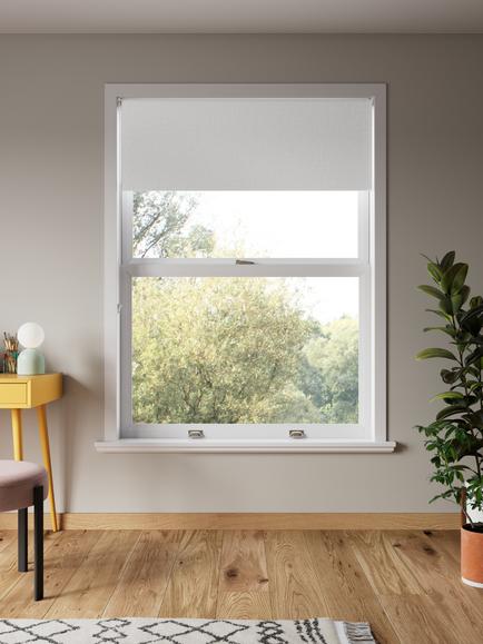John Lewis Textured Weave Blackout Roller Blind - view 2, White