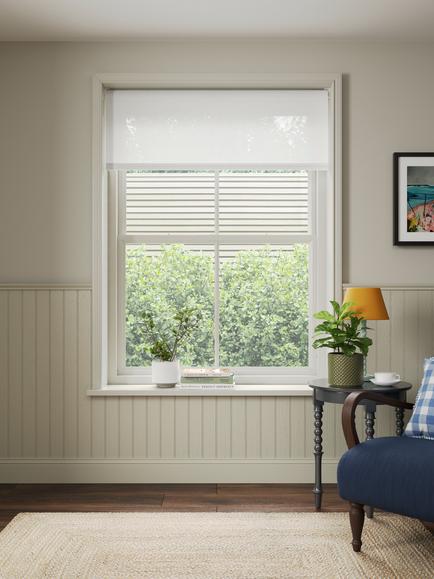 John Lewis Cordless Sheer Roller Blind - view 2, White