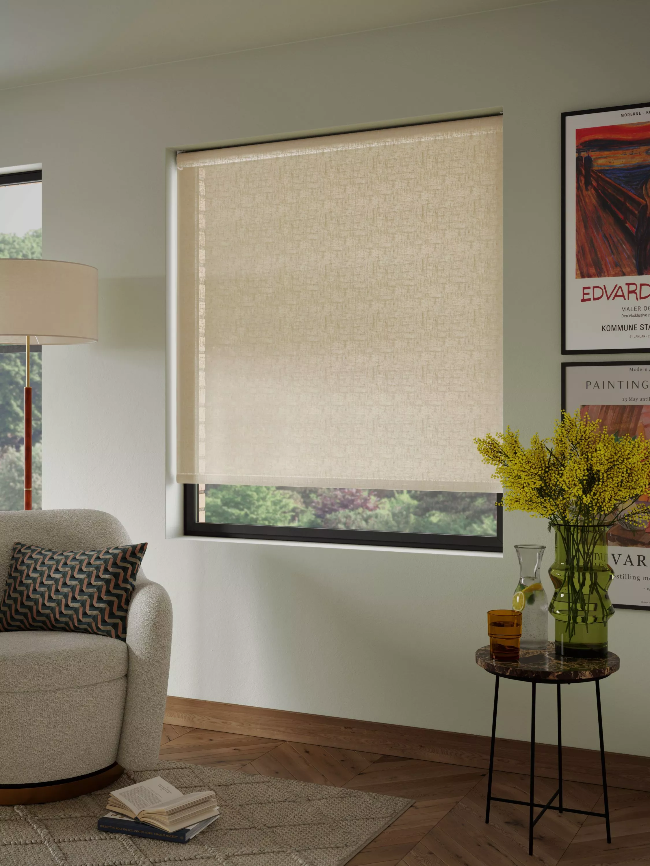 Damson coloured roman blind 