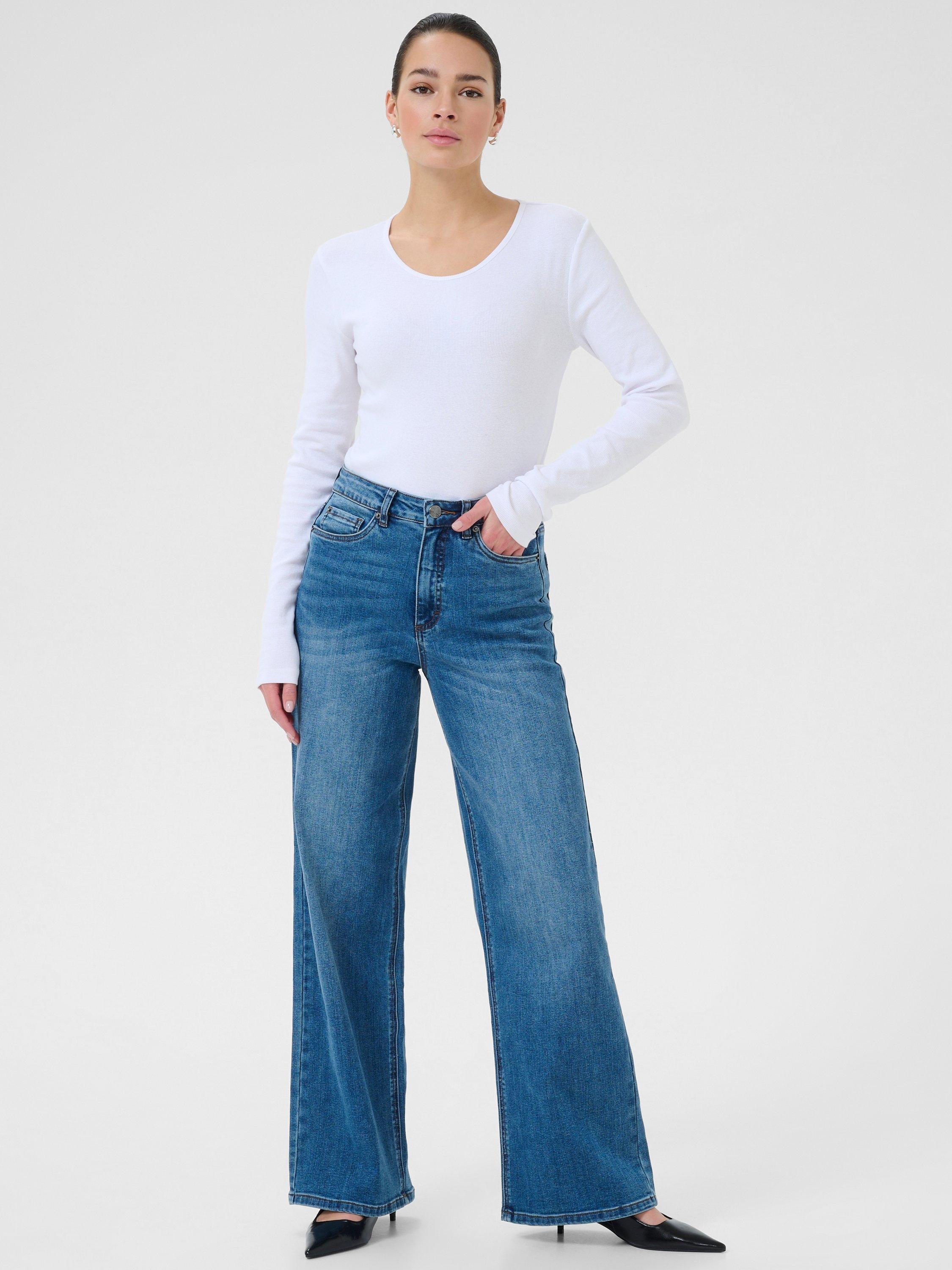 Product image 3 of 6, which shows KAFFE Meadow High Waist Jeans, Mid Blue, 26R