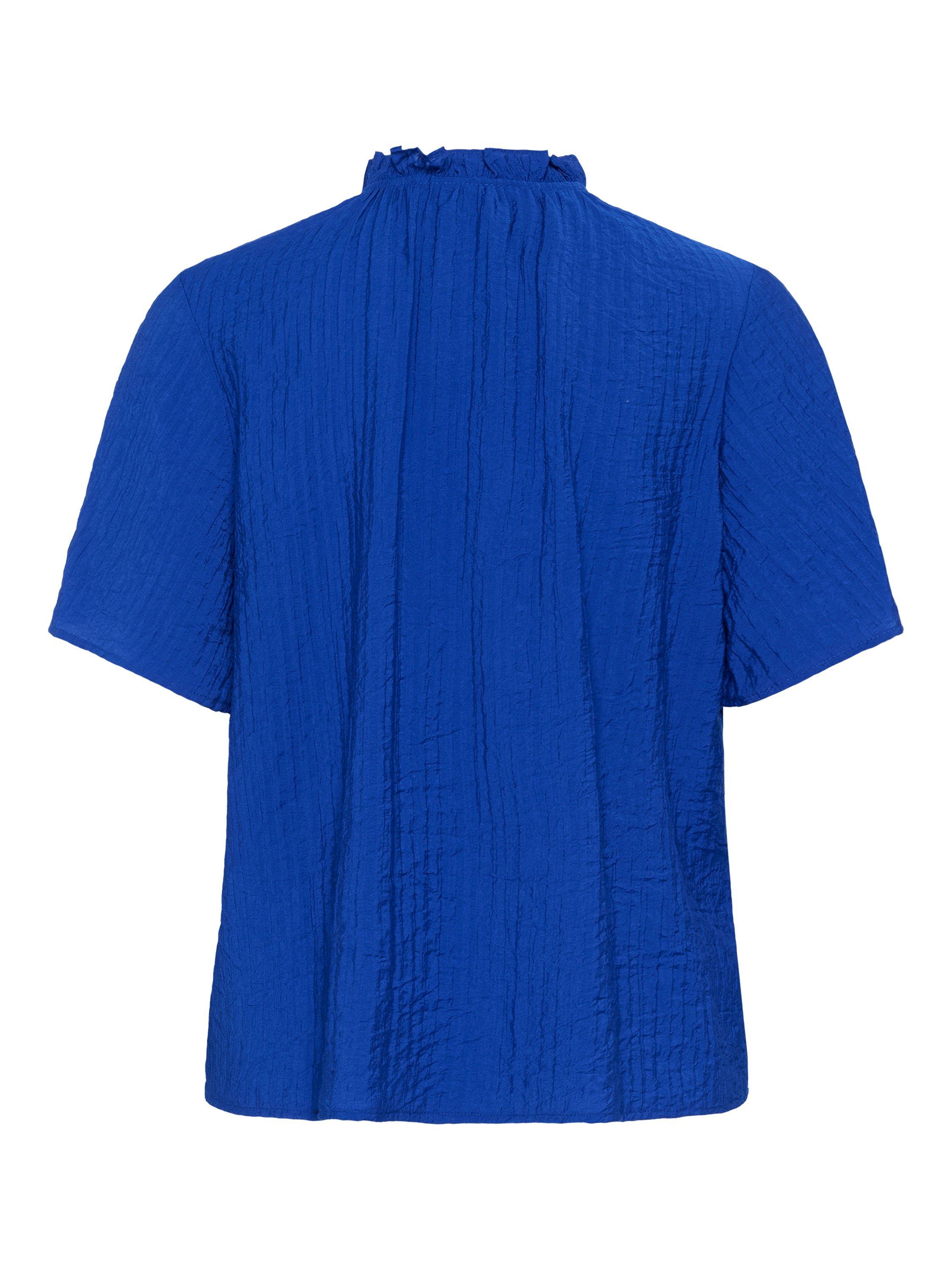 Product image 6 of 6, which shows KAFFE KAlianna Short Sleeve Tie Neck Blouse, Mid Blue, 8