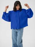 KAFFE Lianna Pleated Blouse, Mid Blue