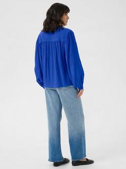 KAFFE Lianna Pleated Blouse, Mid Blue - view 2, Mid Blue