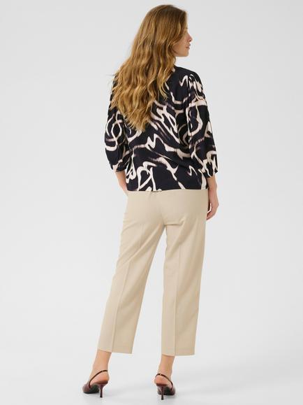 KAFFE Martha Abstract Frill Neck Top containing LENZING™ ECOVERO™ Viscose - view 2, Black/Multi