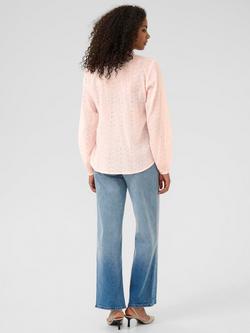 KAFFE May Textured V-Neck Top - view 2, Mid Pink