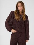 KAFFE Nomi Lace Long Sleeve Top, Mid Red