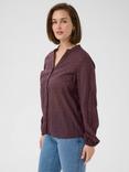KAFFE May Textured V-Neck Top, Mid Red