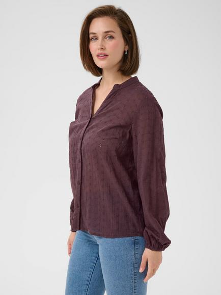 KAFFE May Textured V-Neck Top, Mid Red