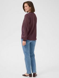 KAFFE May Textured V-Neck Top - view 2, Mid Red