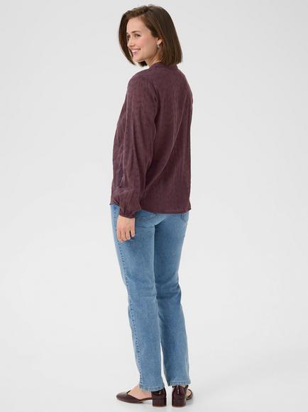 KAFFE May Textured V-Neck Top - view 2, Mid Red