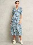 Hobbs Bonnie Abstract Leaf Midi Dress, Ivory/Multi