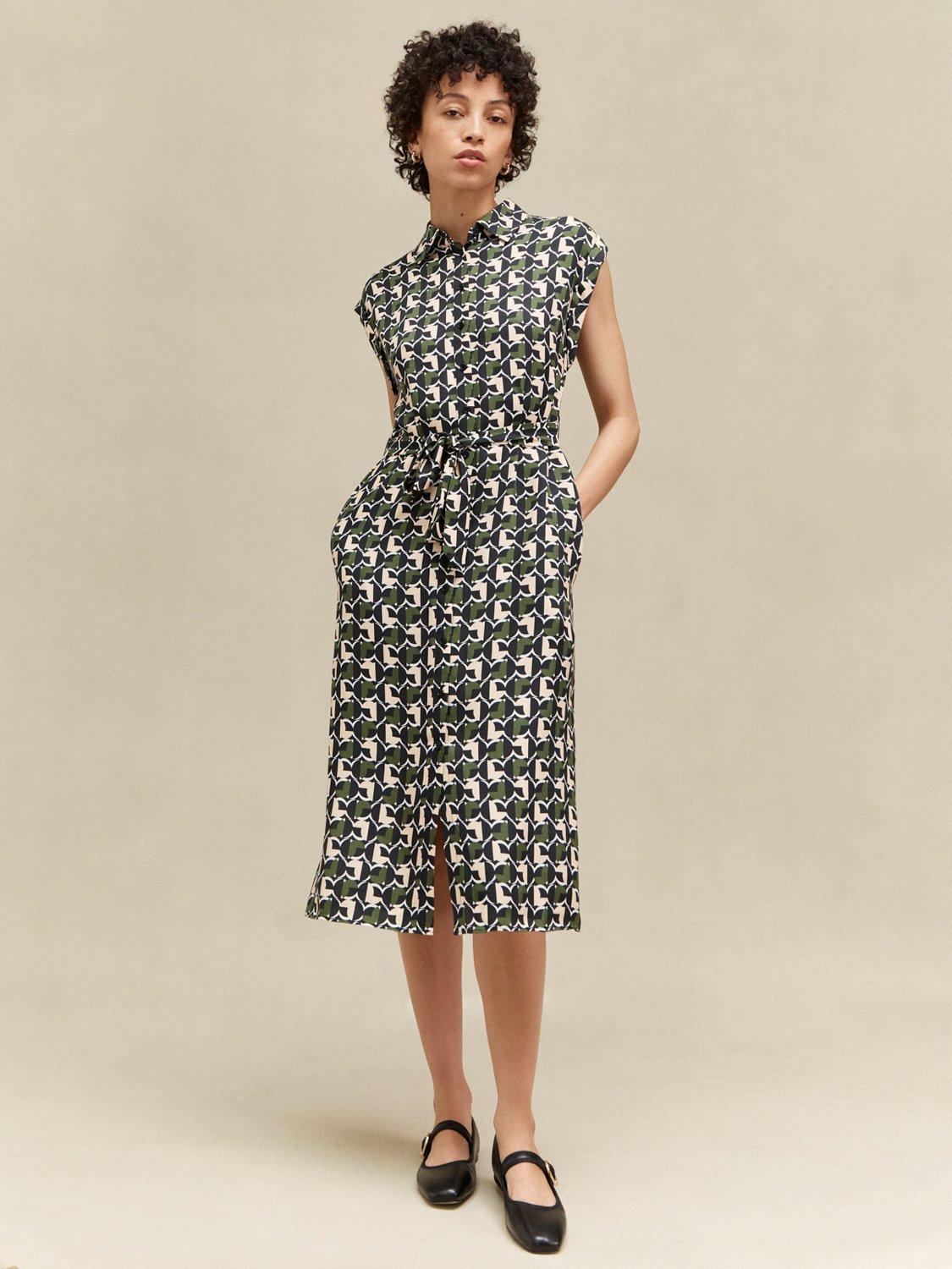 Hobbs Kalinda Geometric Print Shirted Midi Dress