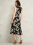Hobbs Thea Floral Print Sleeveless Shirted Midi Dress, Navy/Multi