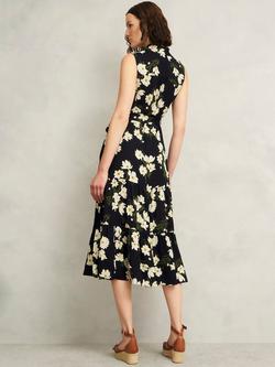 Hobbs Thea Floral Print Sleeveless Shirted Midi Dress, Navy/Multi - view 2, Navy/Multi