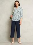 Hobbs Essie Abstract Print Three-Quarter Sleeve Collar Blouse