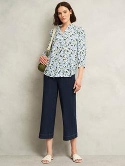 Hobbs Essie Abstract Print Three-Quarter Sleeve Collar Blouse, Ivory/Multi