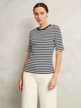 Hobbs Tamsin Stripe T-Shirt, Ivory/Navy