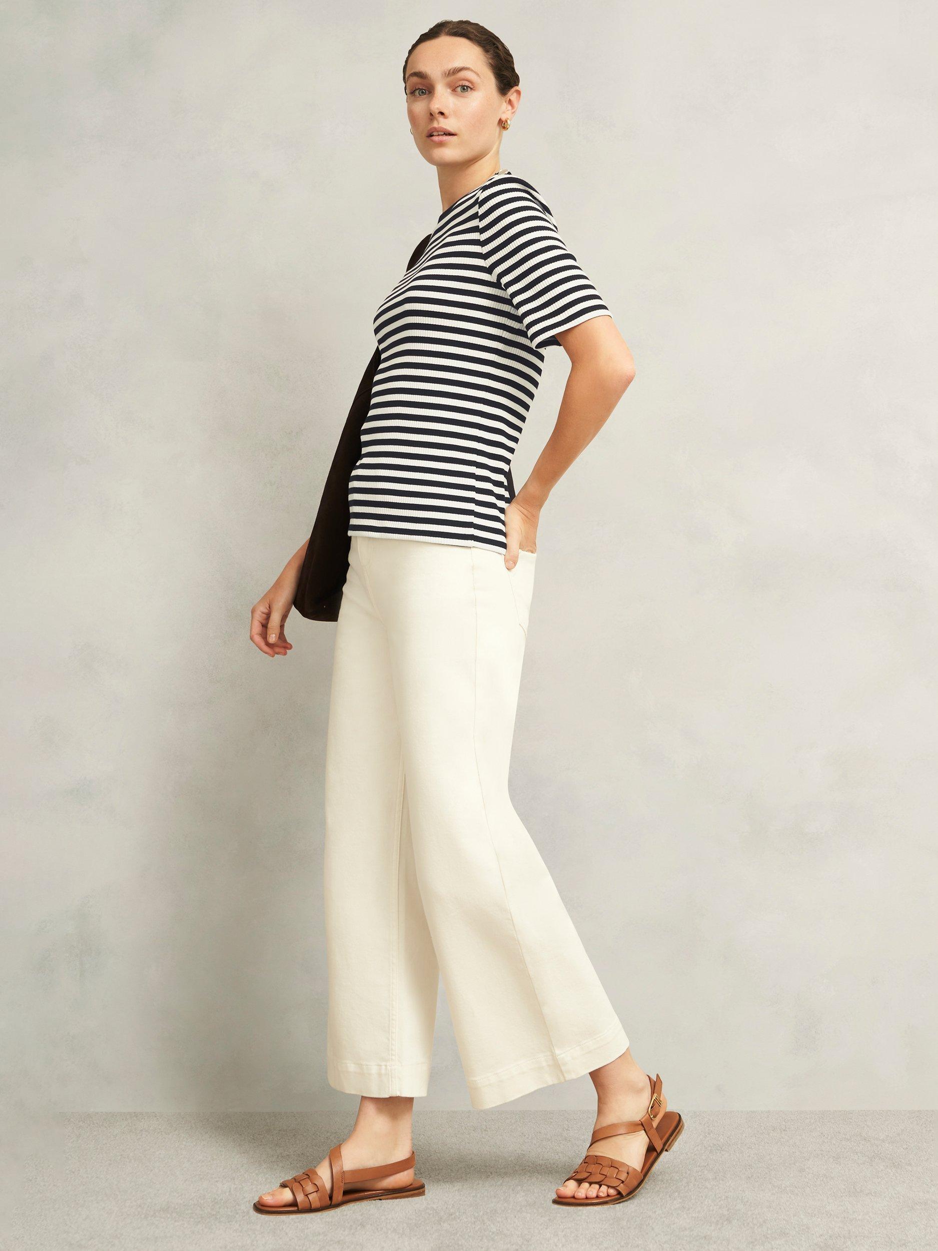 Product image 6 of 6, which shows Hobbs Tamsin Stripe T-Shirt, Ivory/Navy, XS