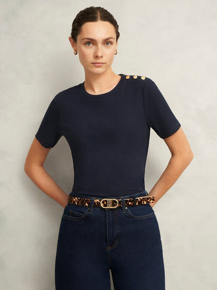 Hobbs Tamsin T-Shirt, Navy, Navy
