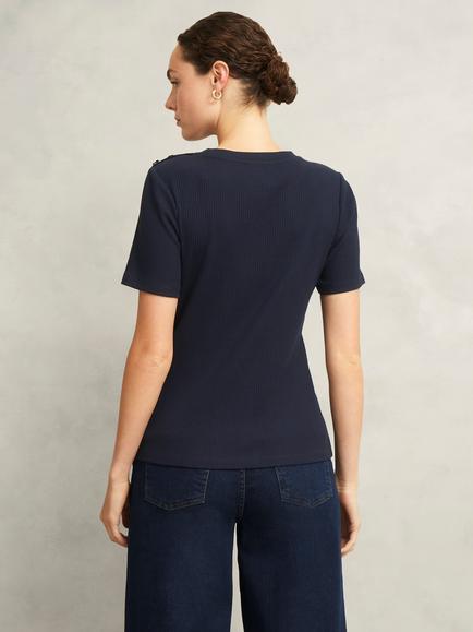 Hobbs Tamsin T-Shirt, Navy - view 2, Navy