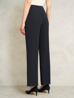 Hobbs Mel Cenre Crease Wide Leg Mid Rise Trousers, Navy - view 2, Navy