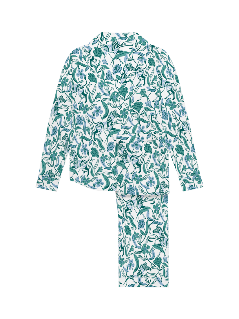 Product image 2 of 2, which shows myza Boho Zebra Long Sleeve Long Pyjama Set, Green, XS