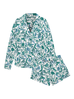 myza Boho Zebra Long Sleeve Shorty Pyjama Set, Green