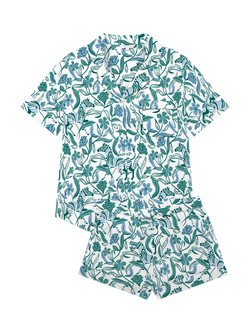 myza Boho Zebra Short Sleeve Shorty Pyjama Set - view 2, Green