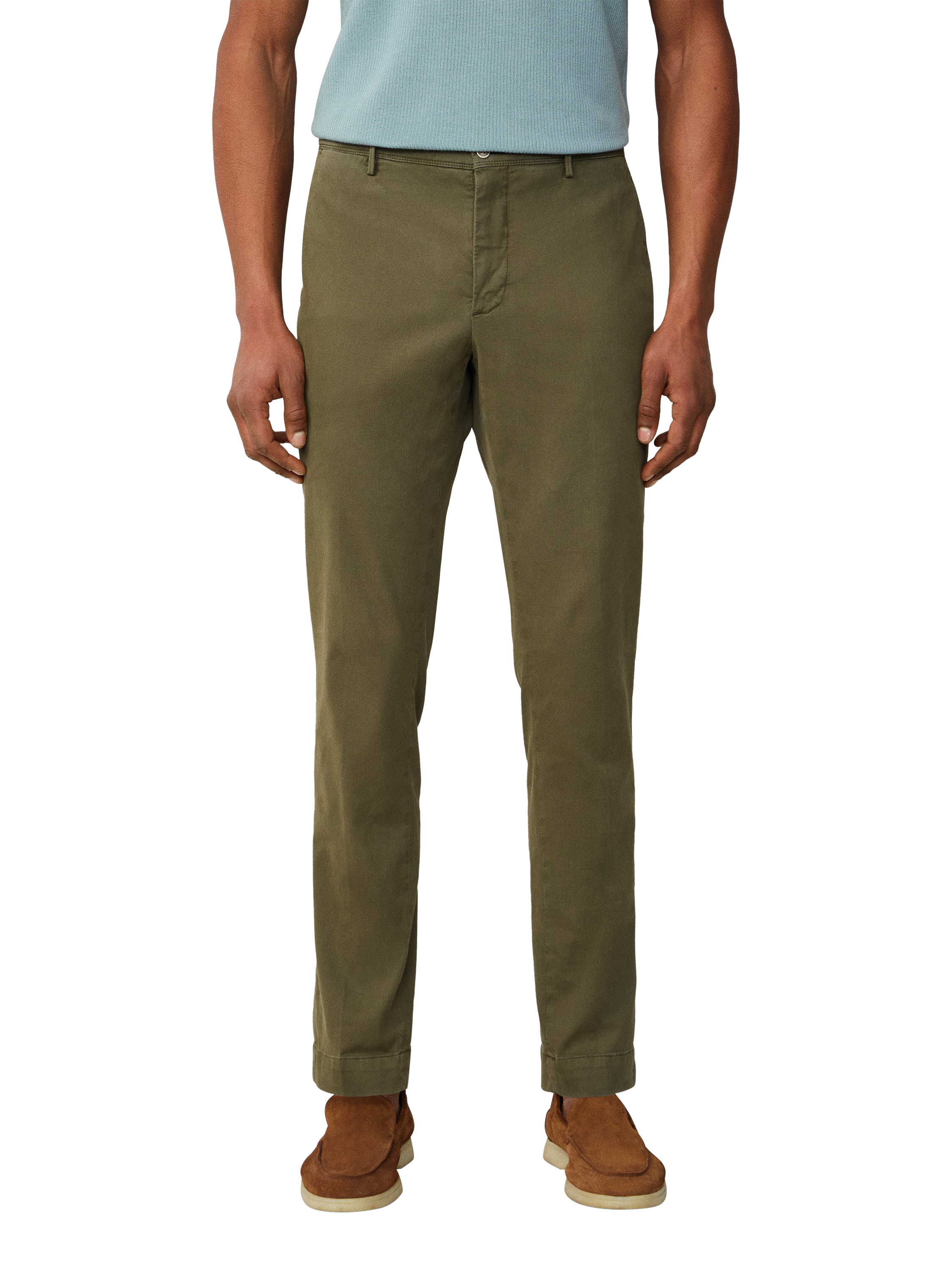 Product image 1 of 7, which shows Hackett London Kensington Slim Fit Textured Chinos, Cargo Green, 28R
