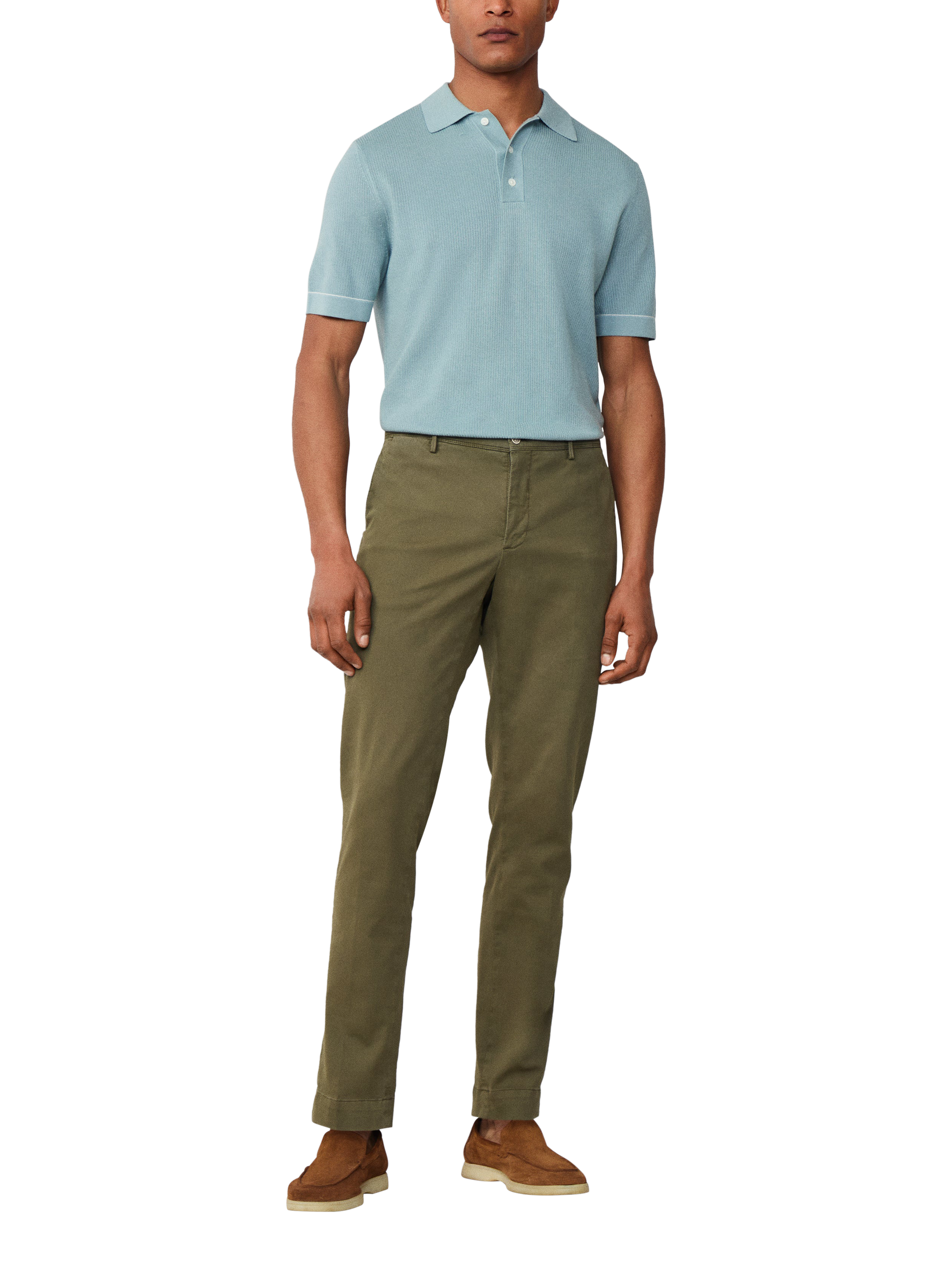 Product image 3 of 7, which shows Hackett London Kensington Slim Fit Textured Chinos, Cargo Green, 28R