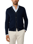 Hackett London Garment Dyed Merino Wool-Silk Cardigan, Navy