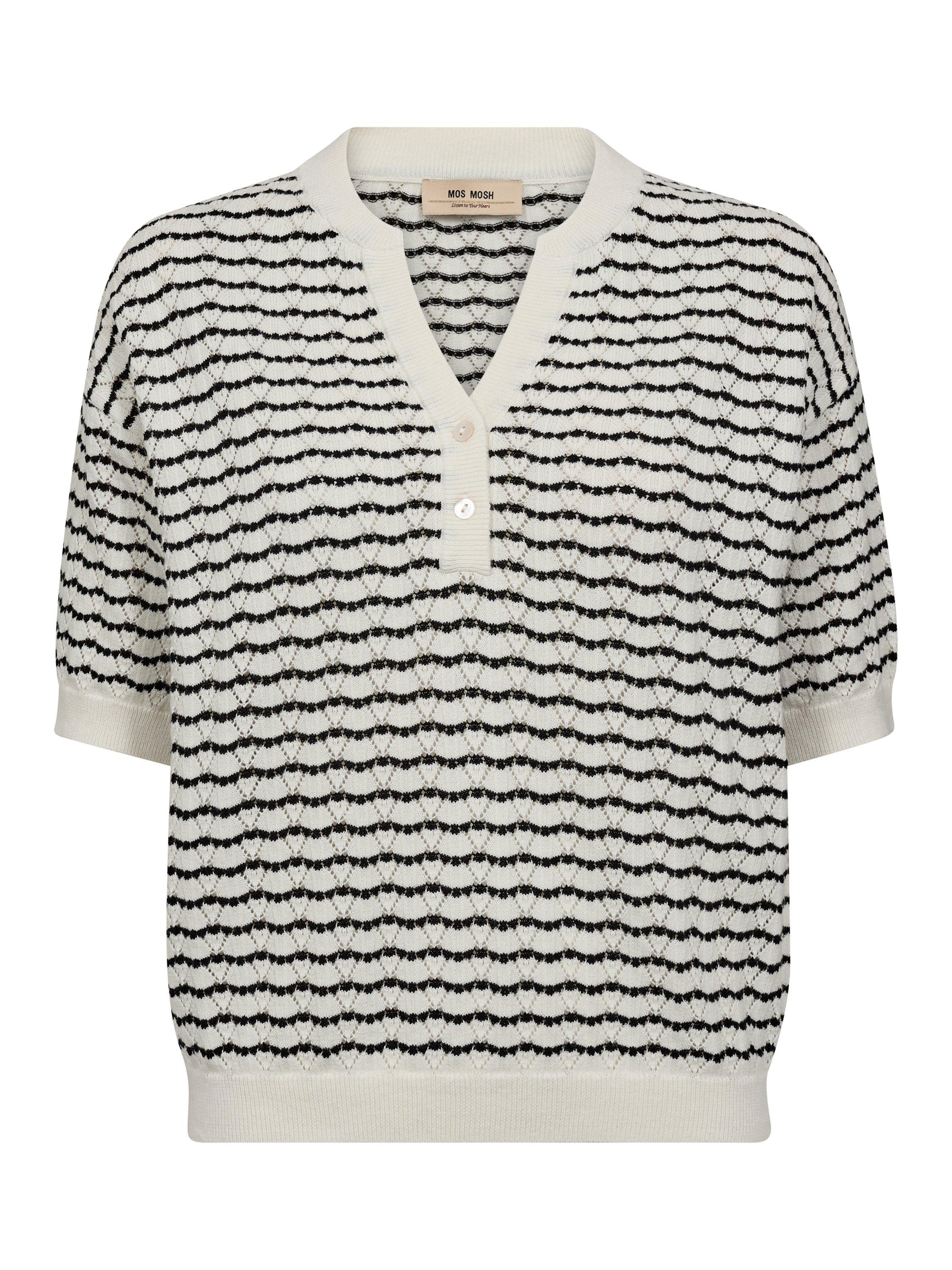 Product image 1 of 2, which shows MOS MOSH MMPin Striped Short Sleeve Cotton Blend Knit Jumper, Multi, XL