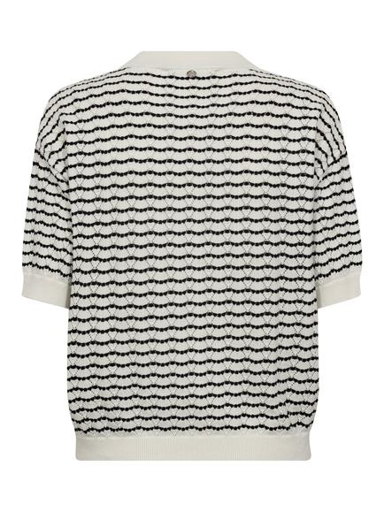MOS MOSH MMPin Striped Short Sleeve Cotton Blend Knit Jumper - view 2, Multi