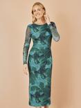 Yumi Floral Tie Back Mesh Bodycon Dress