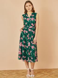 Yumi Floral Print Mesh Midi Dress - view 2, Green
