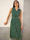 Yumi Polka Dot Mesh Wrap Skater Dress, Green