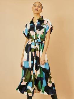Yumi Brushstroke Shirt Midi Dress, Multi, Multi