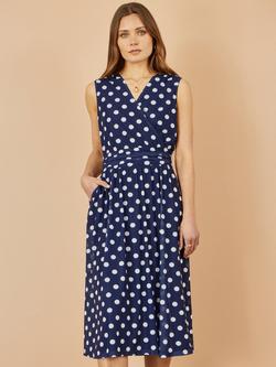 Yumi Polka Dot Mesh Wrap Dress, Navy