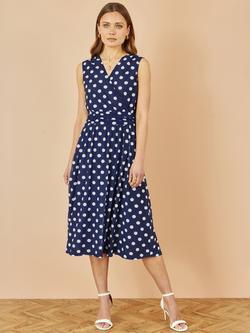 Yumi Polka Dot Mesh Wrap Dress - view 2, Navy