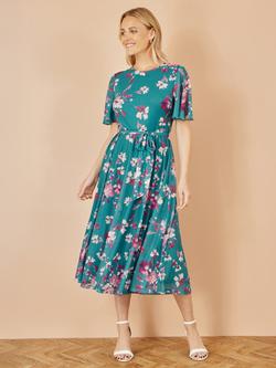 Yumi Mesh Floral Midi Dress - view 2, Teal