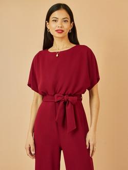 Yumi Batwing Stretch Jumpsuit, Burgundy - view 2, Burgundy