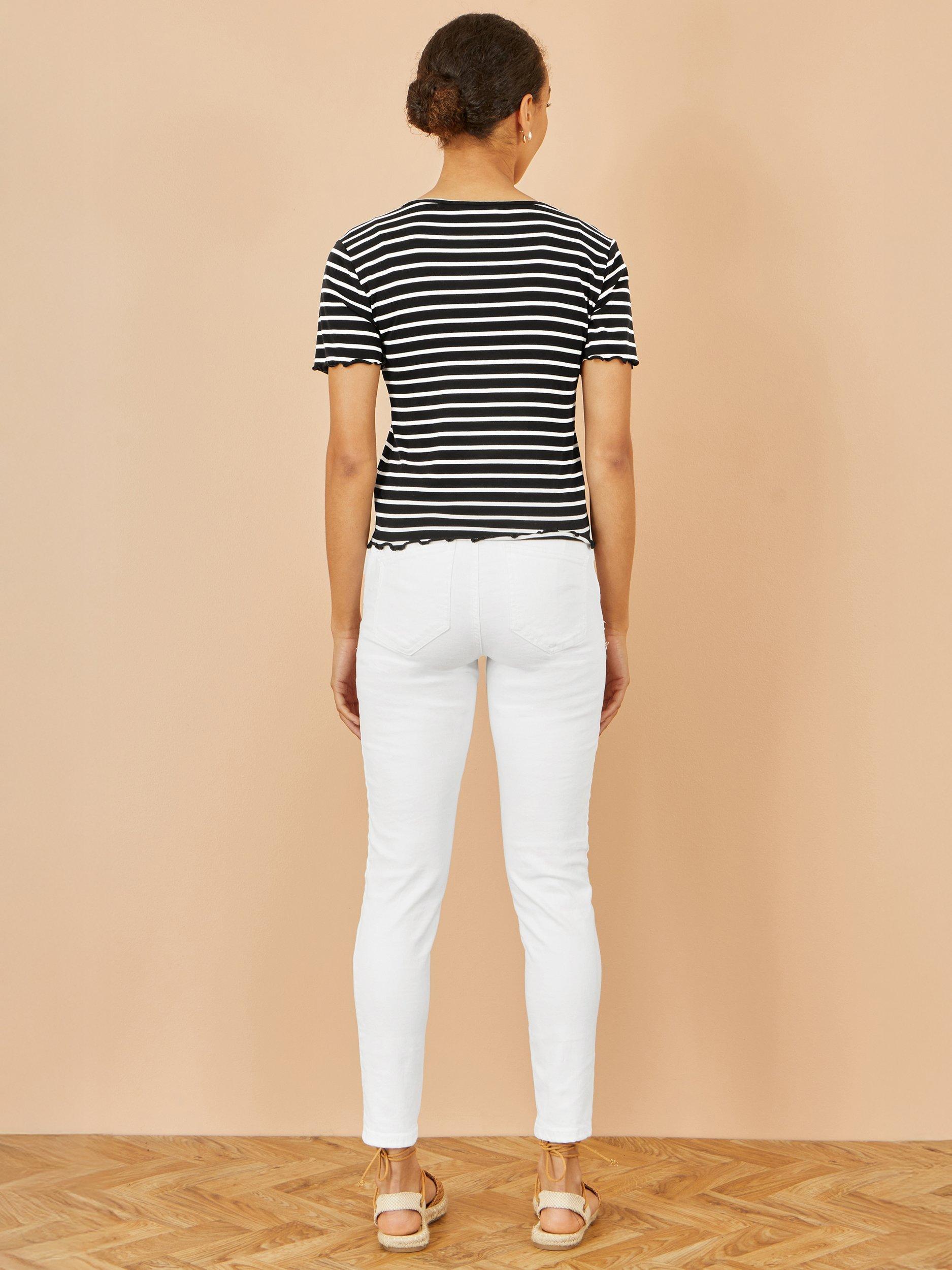 Product image 4 of 4, which shows Yumi Stripe Button T-Shirt, Black, 8