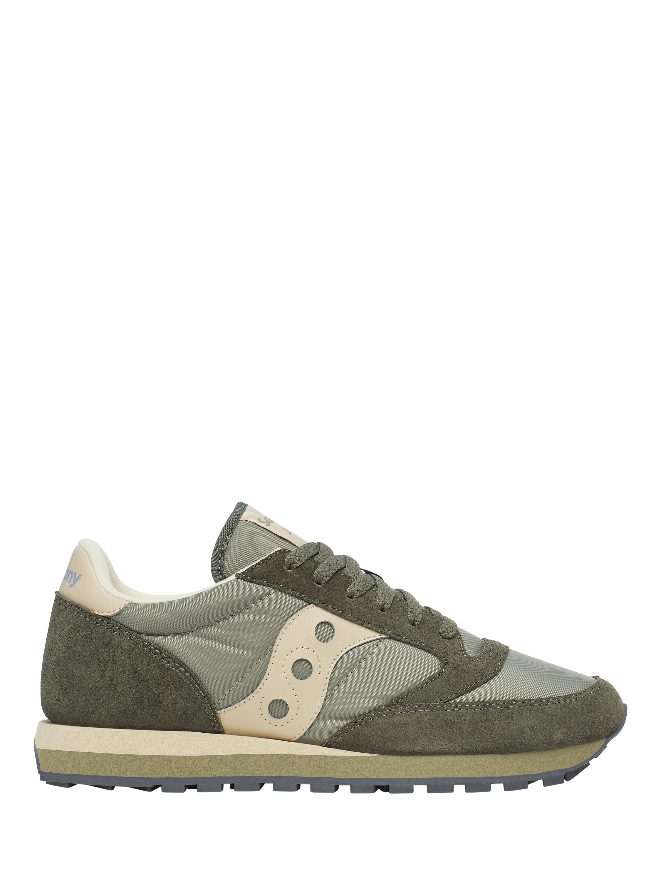 Product image 1 of 6, which shows Saucony Jazz Original Lace-Up Suede Blend Trainers, Green/Sand, EU41
