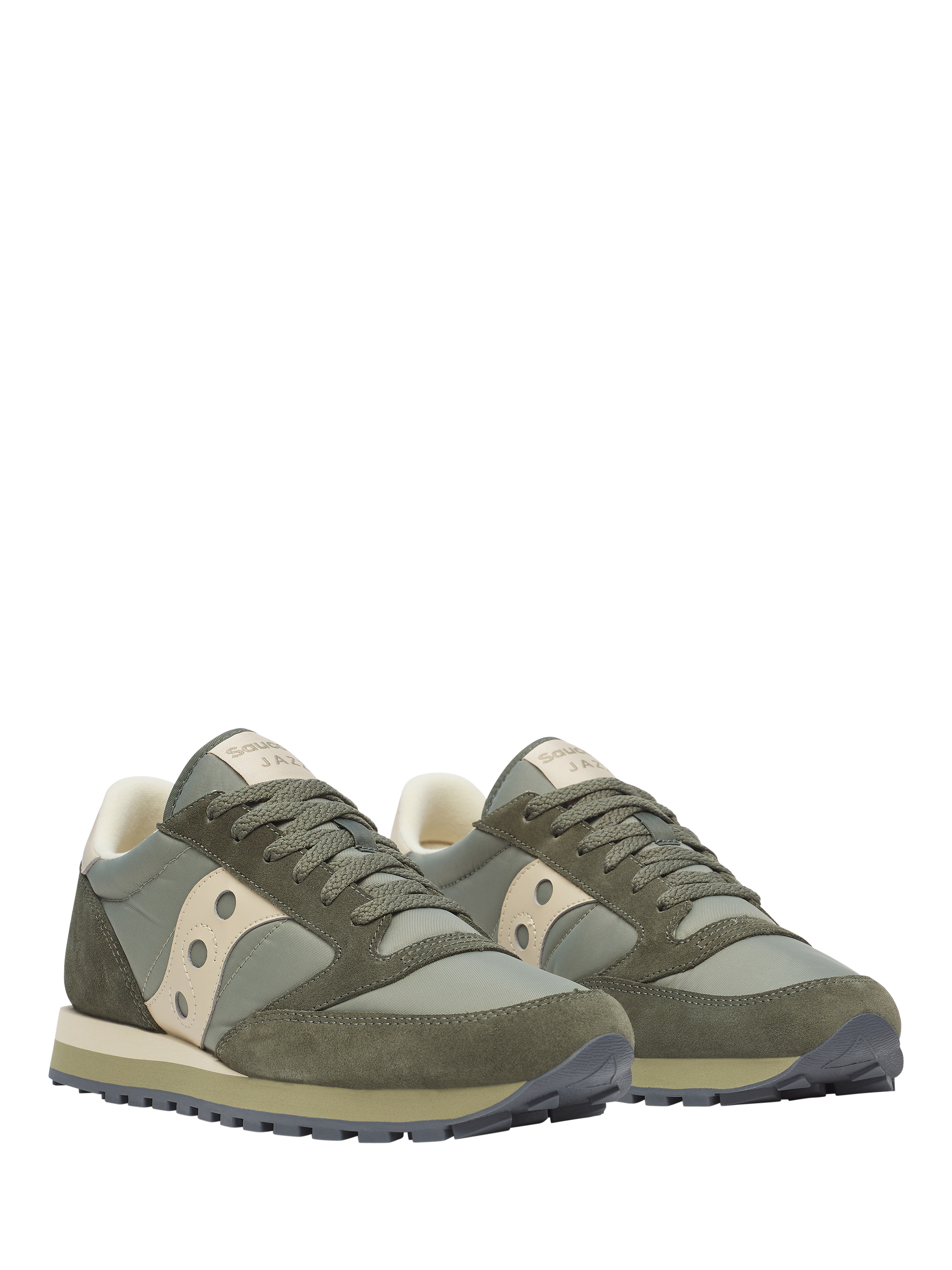 Product image 2 of 6, which shows Saucony Jazz Original Lace-Up Suede Blend Trainers, Green/Sand, EU41