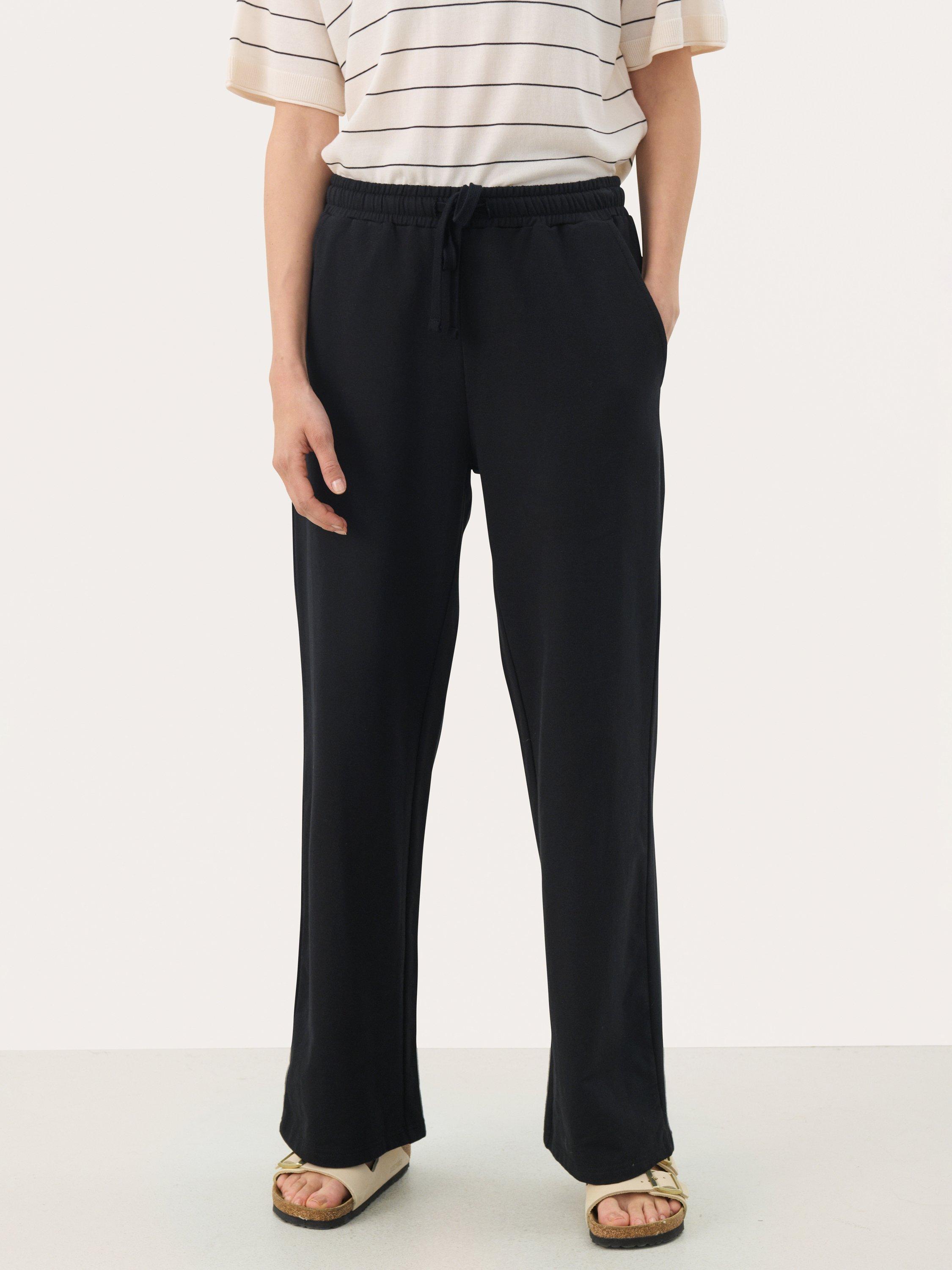 Product image 1 of 6, which shows Part Two Tyra Cotton Blend Elastic Waist Trousers , Black, XS