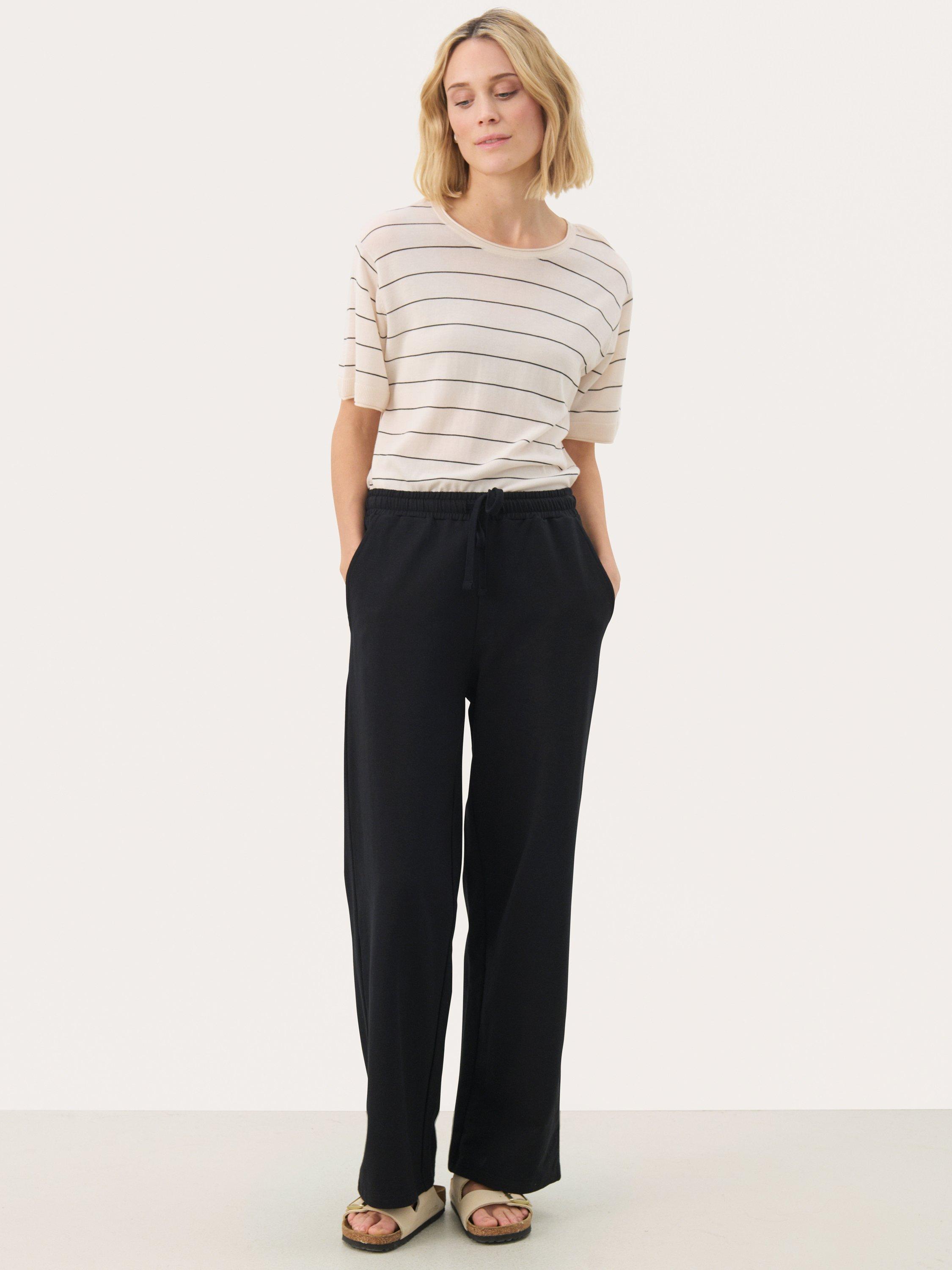Product image 3 of 6, which shows Part Two Tyra Cotton Blend Elastic Waist Trousers , Black, XS