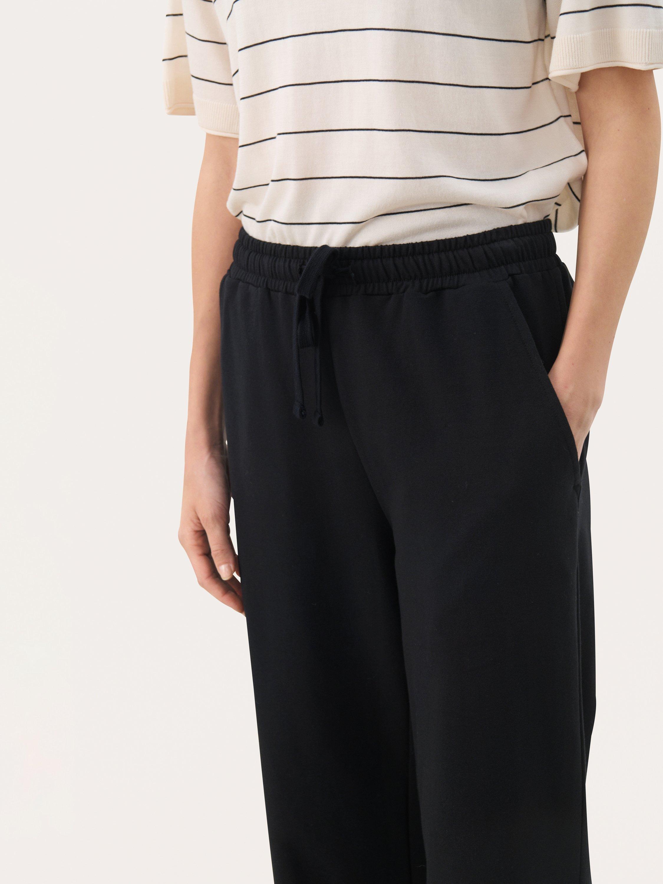 Product image 4 of 6, which shows Part Two Tyra Cotton Blend Elastic Waist Trousers , Black, XS