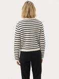 Part Two ElmiePW Long Sleeve Crew Neck Striped Cotton Blend Cardigan