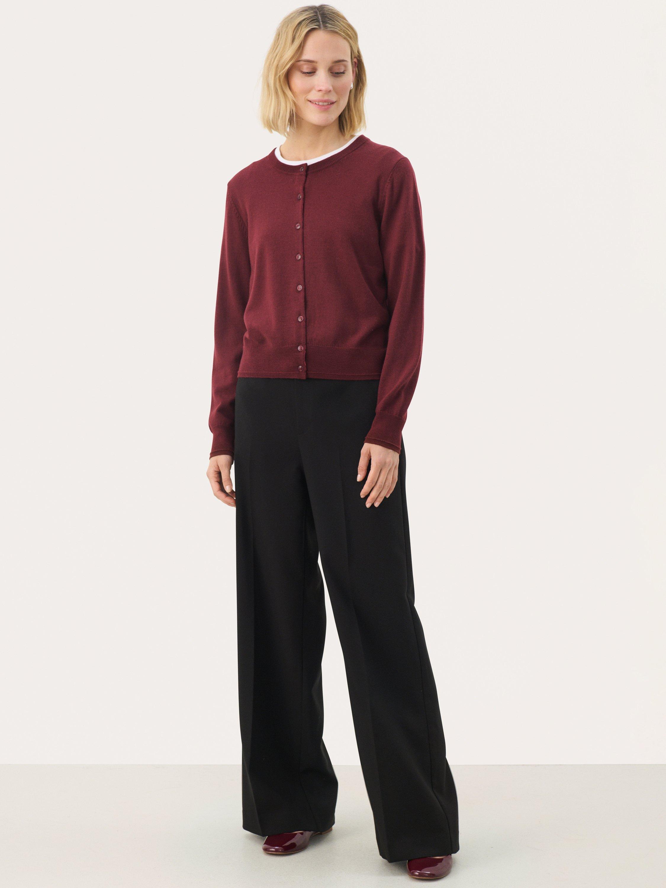 Product image 3 of 6, which shows Part Two NoelaniPW Long Sleeve Crew Neck Wool Cardigan, Mid Red, XS