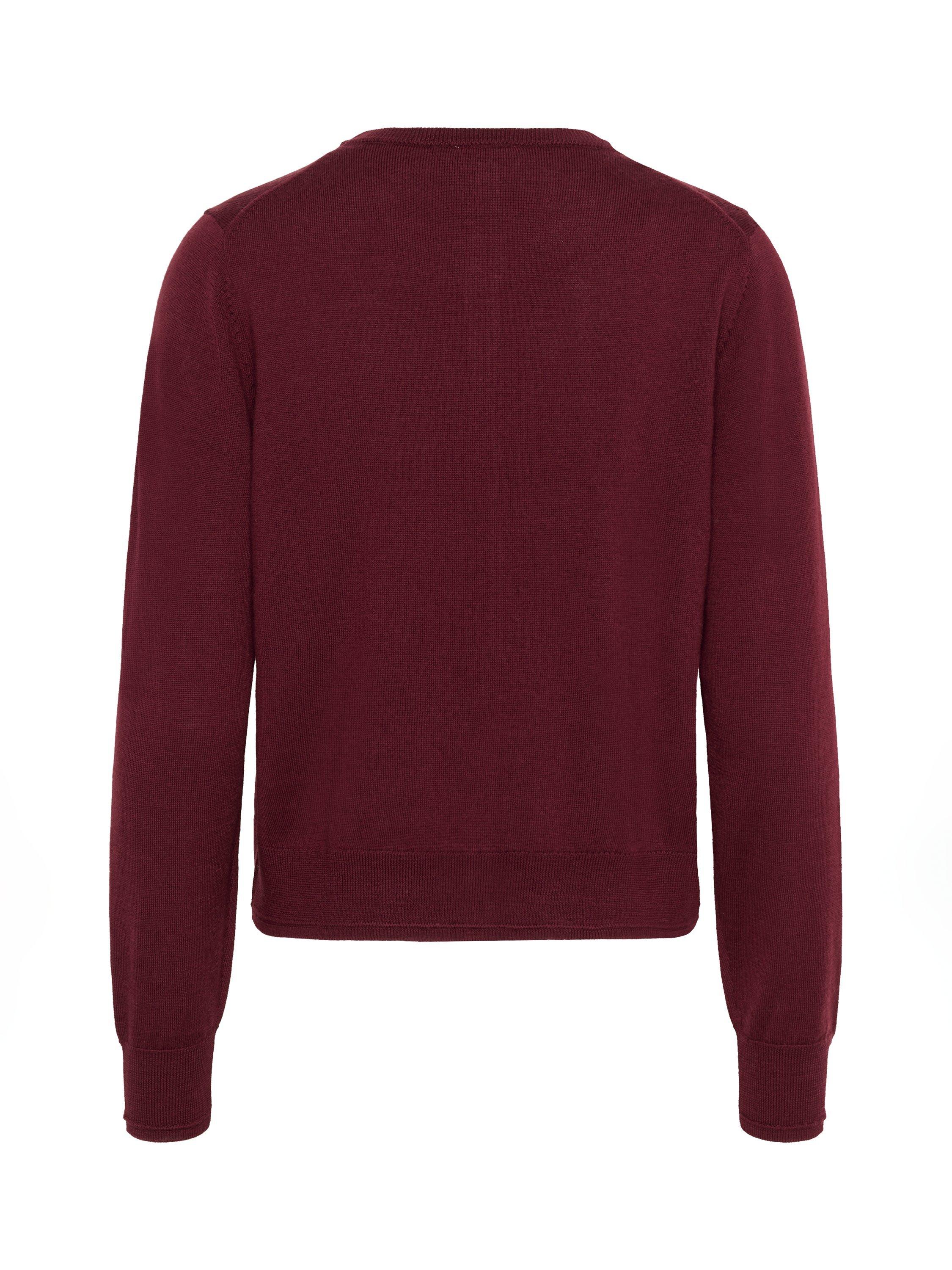 Product image 6 of 6, which shows Part Two NoelaniPW Long Sleeve Crew Neck Wool Cardigan, Mid Red, XS